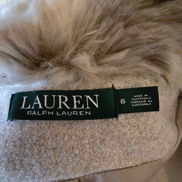 Lauren Ralph Lauren Wool Blend Faux Fur Collar A-Line Belted Coat - Picture 11 of 15